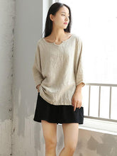 Loose National Fork Cotton Blouses